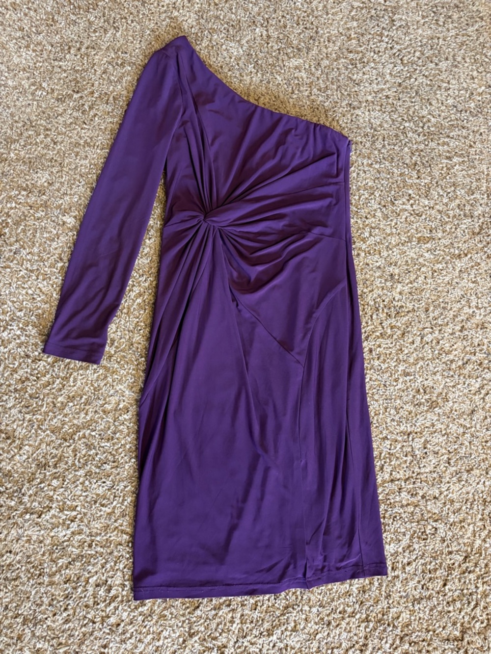Vince Camuto One-Shoulder Purple Twist-Front Dress